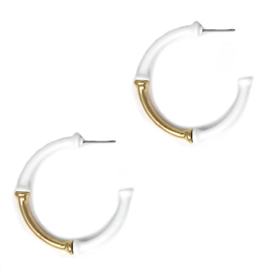 White and Gold Bamboo Hoops
