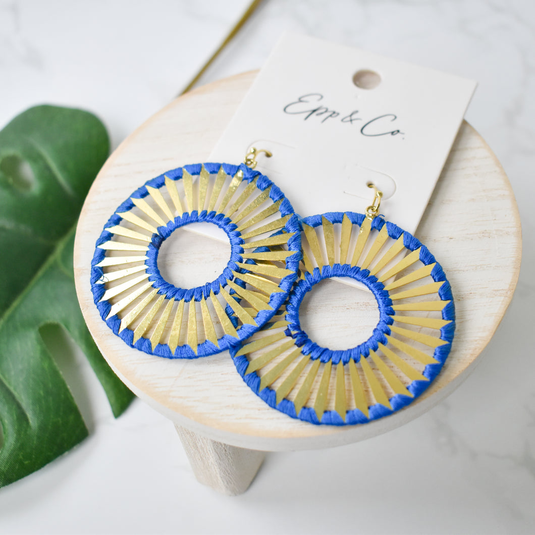 Blue and Gold Filigree Circle Drops