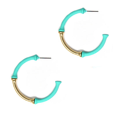 Mint and Gold Bamboo Hoops