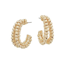 Load image into Gallery viewer, Gold Beaded Double Hoops