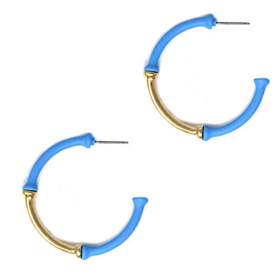 Light Blue and Gold Bamboo Hoops