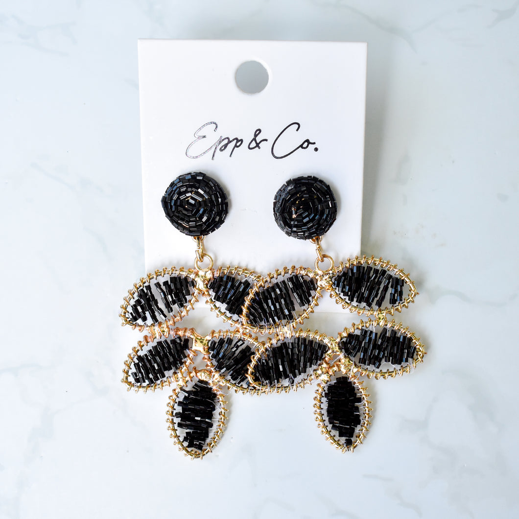 Black Beaded Petal Drops