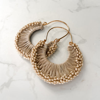 Mocha Raffia & Bead Hoops