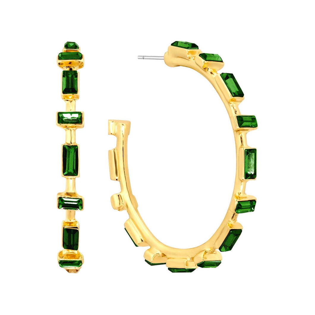 Emerald Rhinestone Hoops