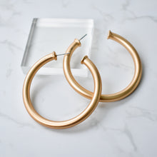 Load image into Gallery viewer, Large Matte Gold Hoop