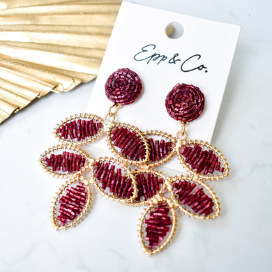 Raspberry Beaded Petal Drops