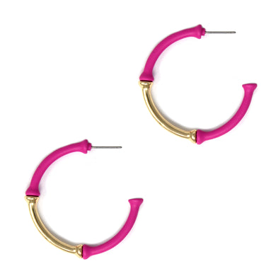 Pink and Gold Bamboo Hoops