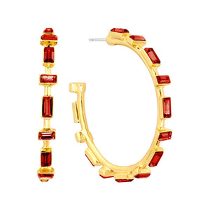 Red Rhinestone Hoops