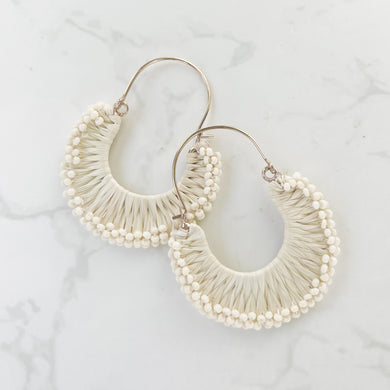 Latte Raffia & Bead Hoops