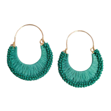 Teal Raffia & Bead Hoops