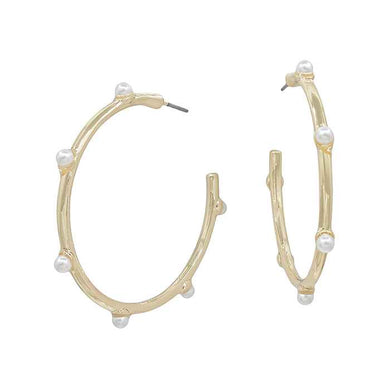 Gold and Pearl Skinny Hoops