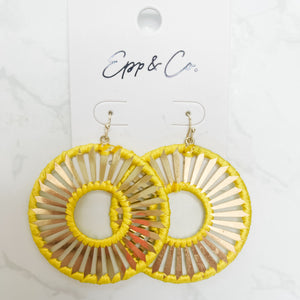 Yellow and Gold Filigree Circle Drops