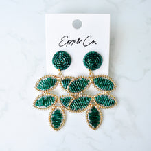 Load image into Gallery viewer, Emerald Beaded Petal Drops