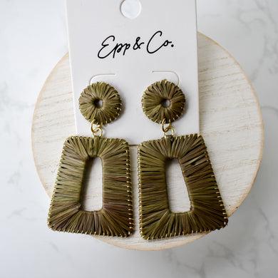 Olive Green Bell Raffia Drops